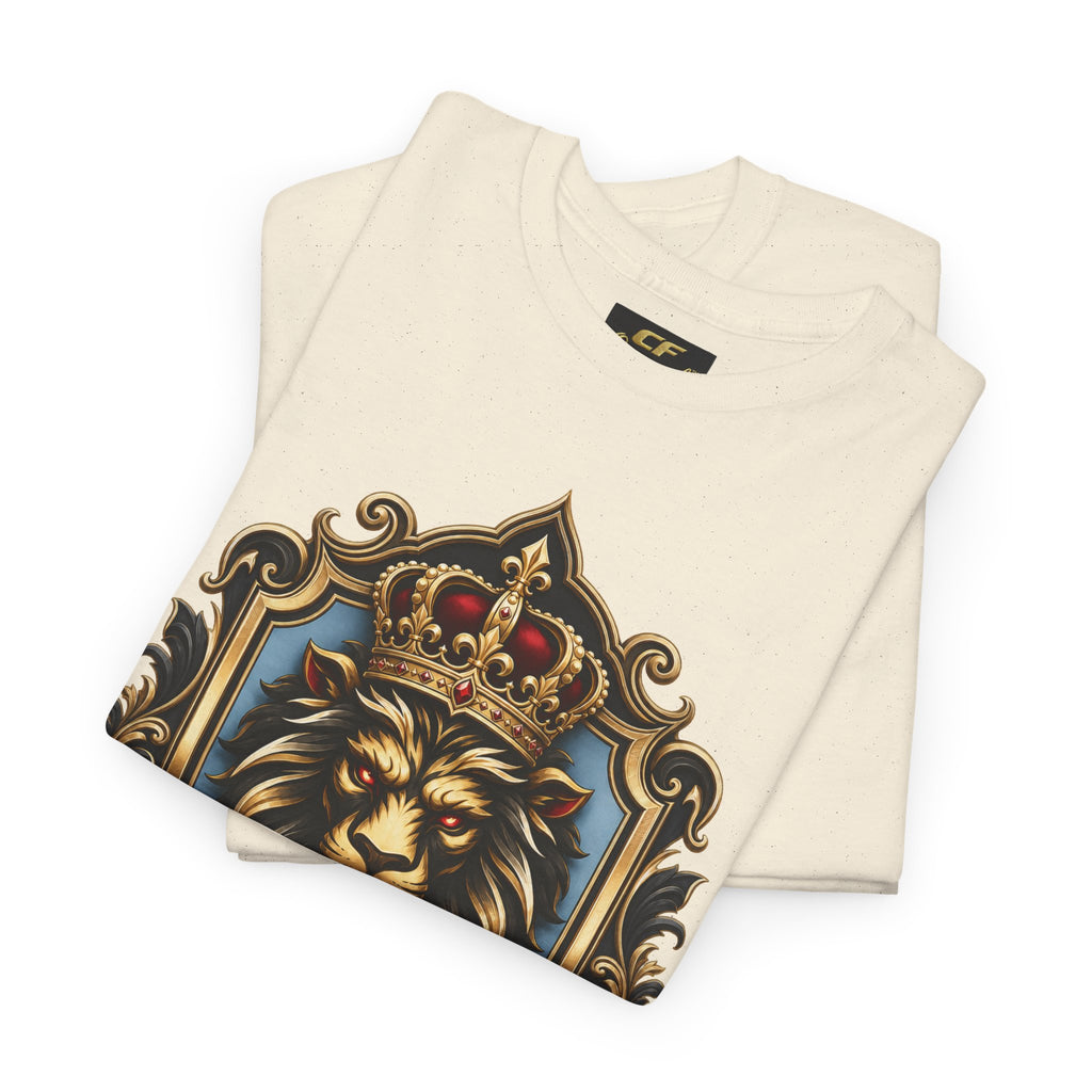 Lion Crest Tee — "Mane Line Auto" Vintage Heraldic Graphic Shirt