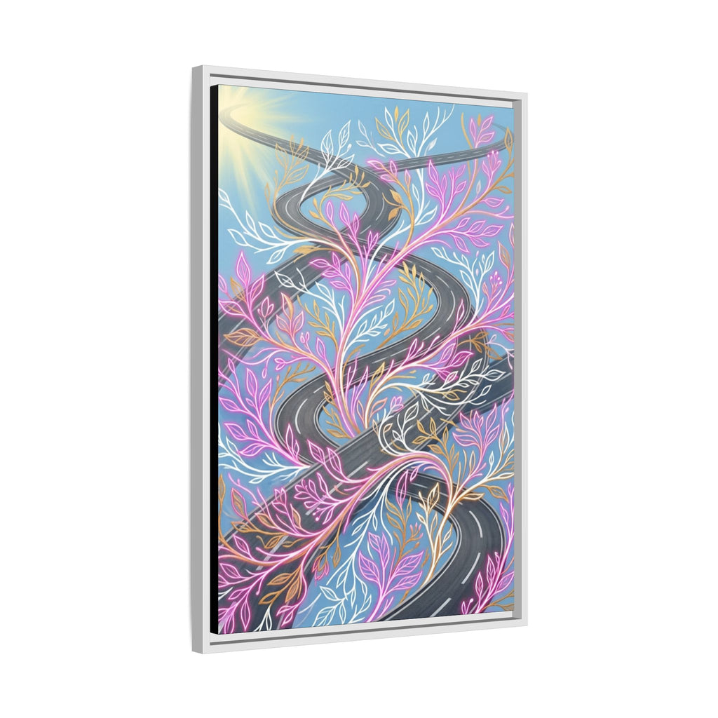 Framed Matte Canvas Floral Vines Wall Art — Pastel Botanical Abstract