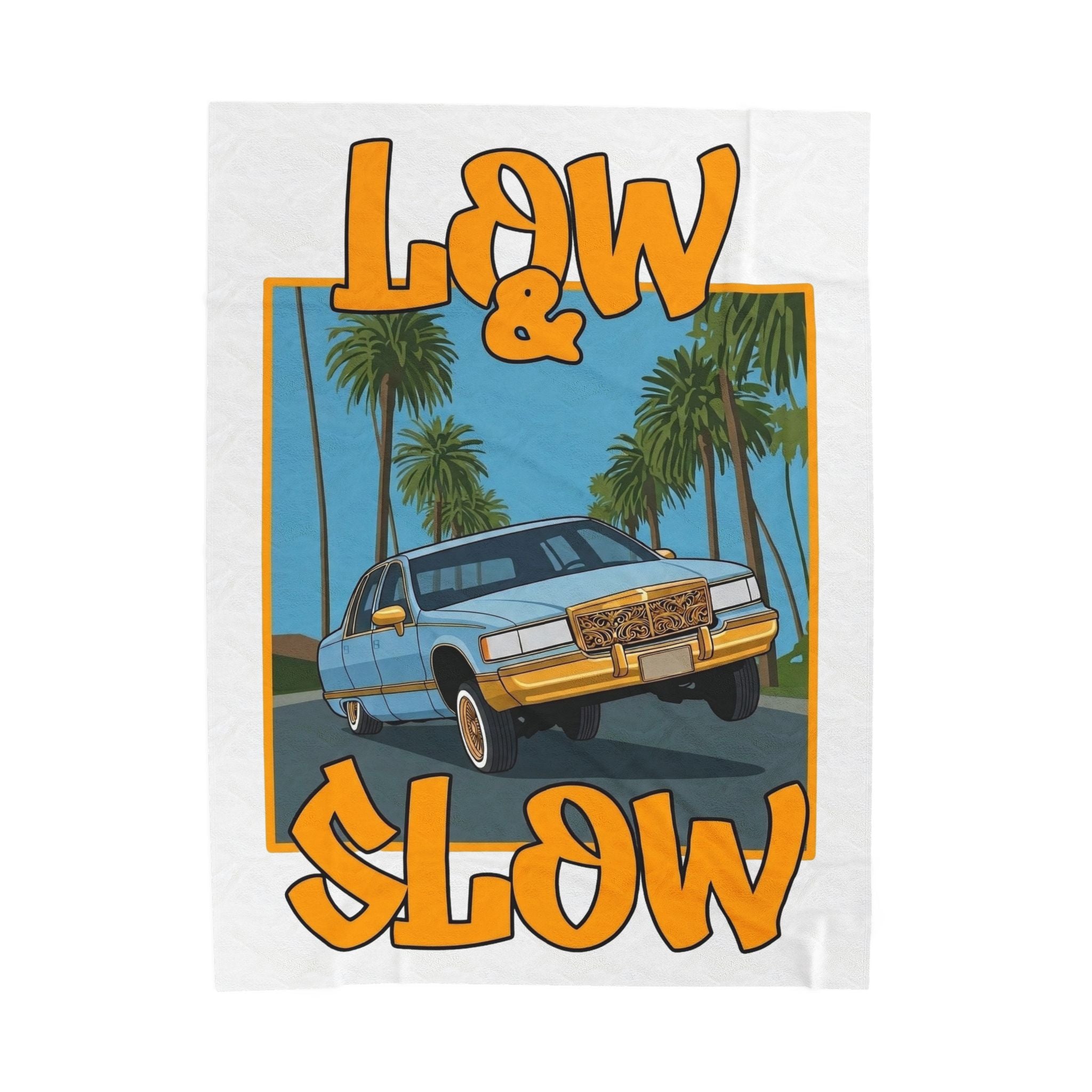 Velveteen Plush Blanket — "Low & Slow" Classic Car Retro Palm Beach Throw