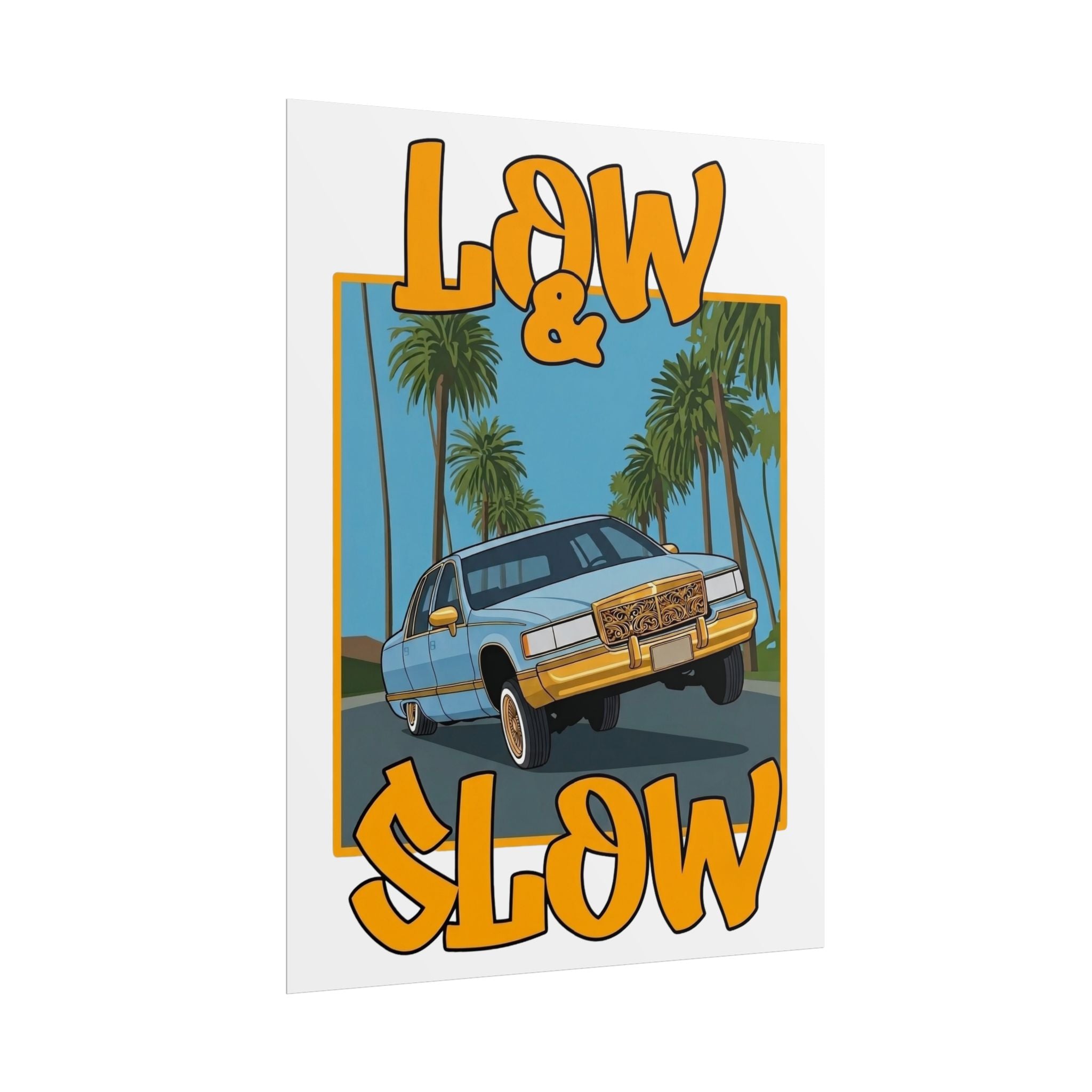 Low & Slow Car Poster — Vintage Lowrider Art Print (Rolled Poster)