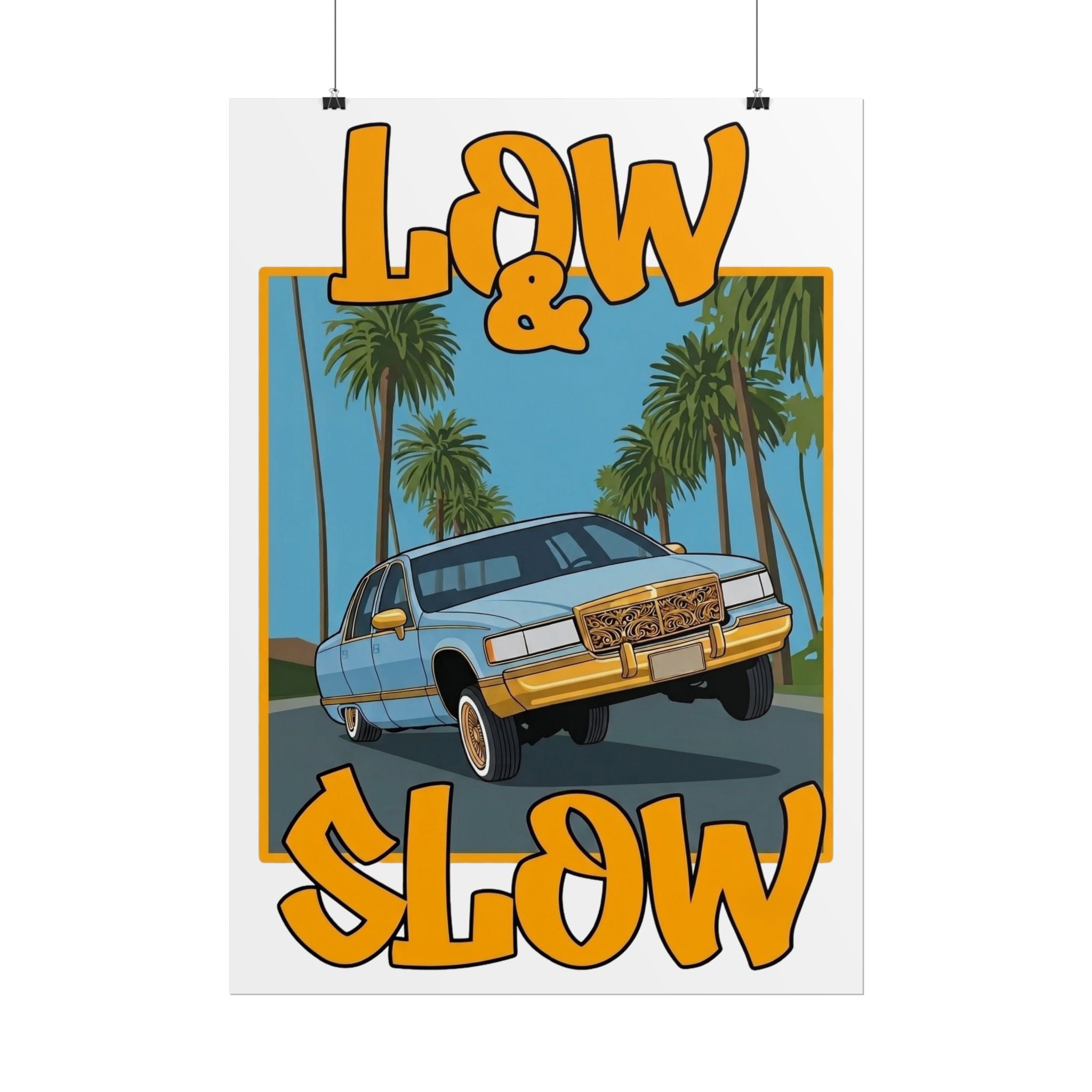 Low & Slow Car Poster — Vintage Lowrider Art Print (Rolled Poster)