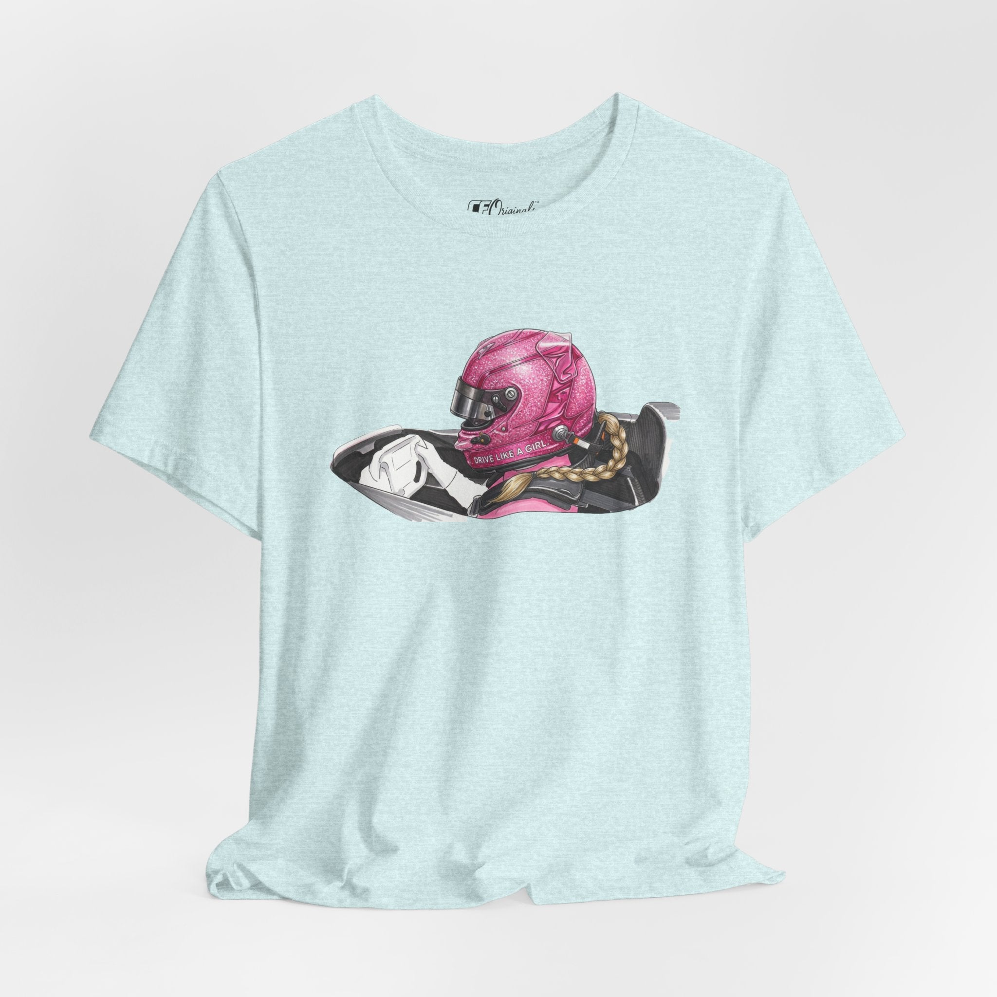 Drive Like a Girl — Pink Racing Helmet Graphic T-Shirt