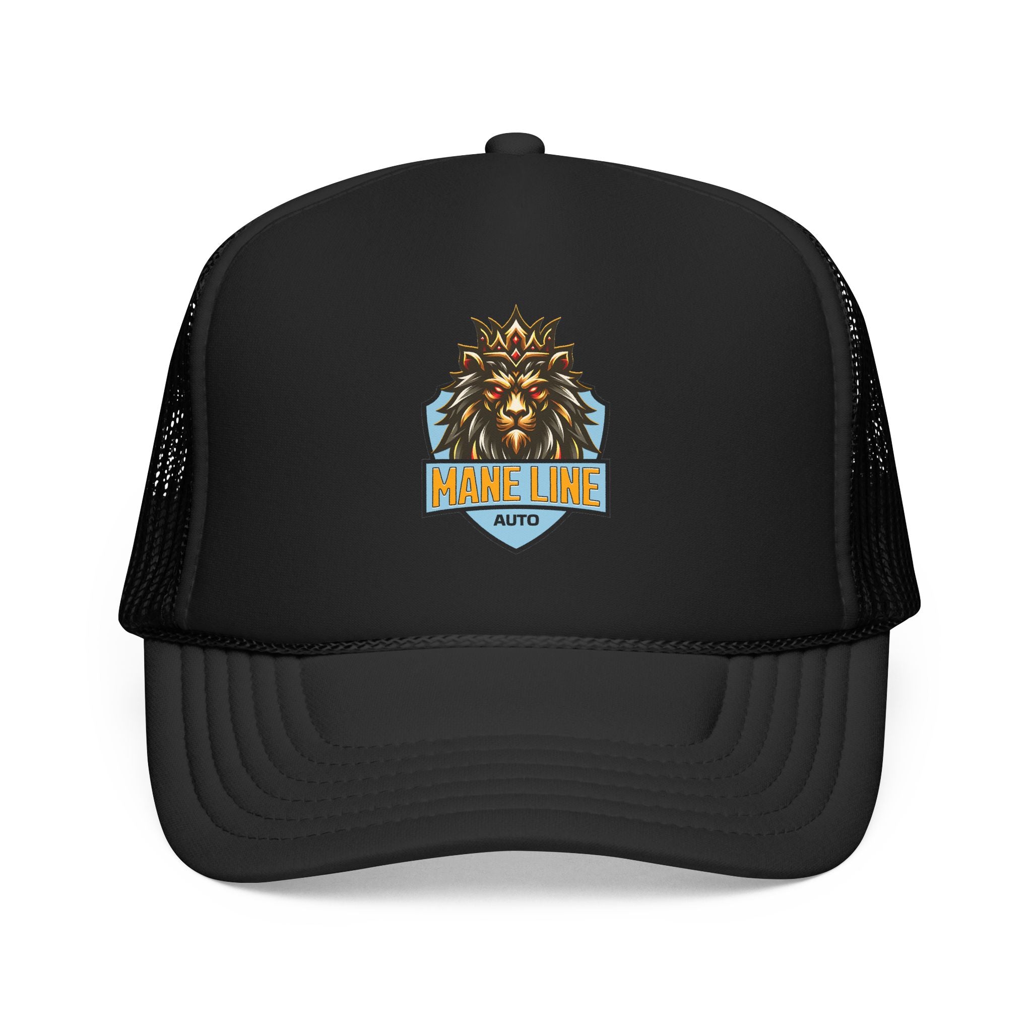Logo Trucker Hat — 'Mane Line Auto' Foam Mesh Cap