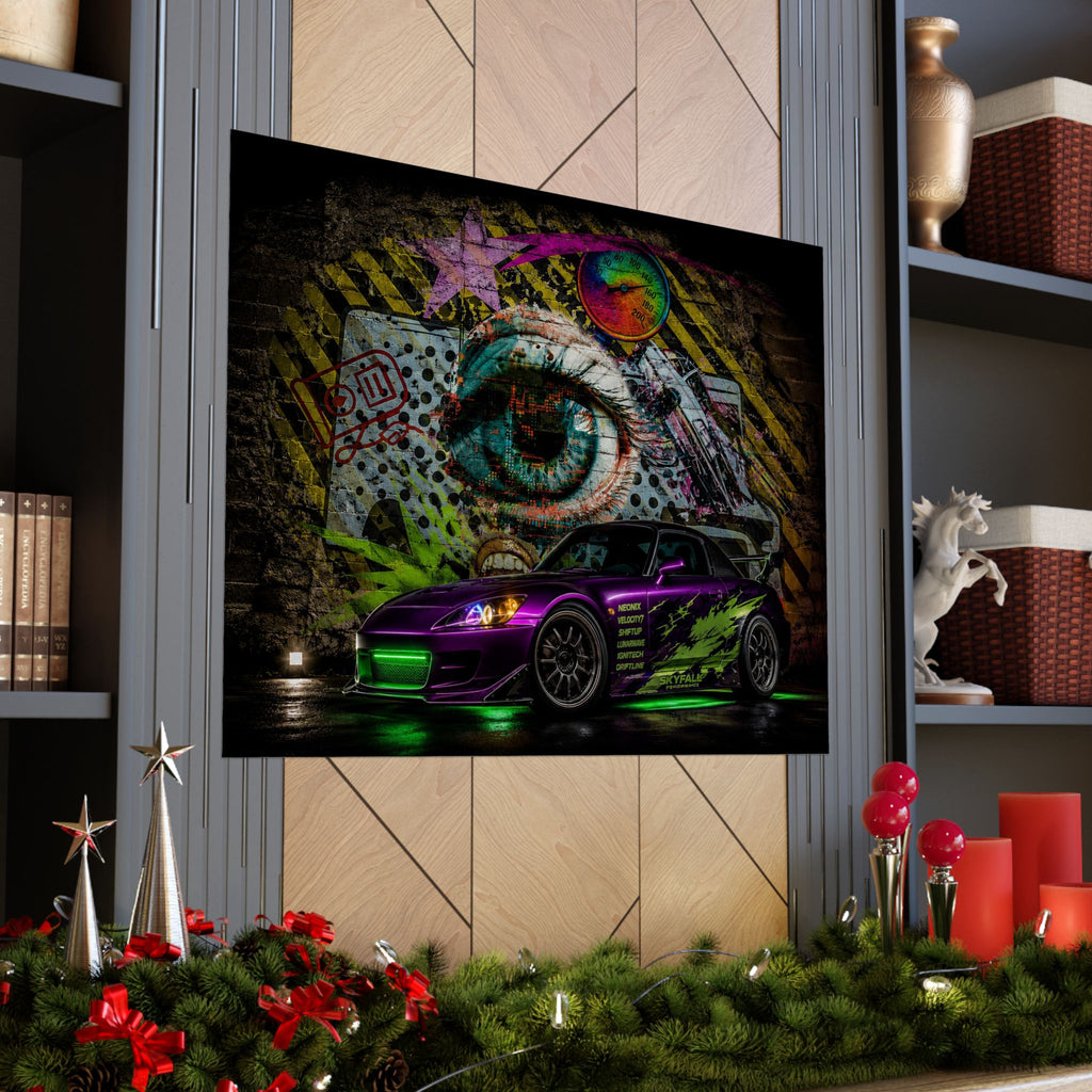 Graffiti Sports Car Matte Poster — Neon Drift Street Art Wall Print