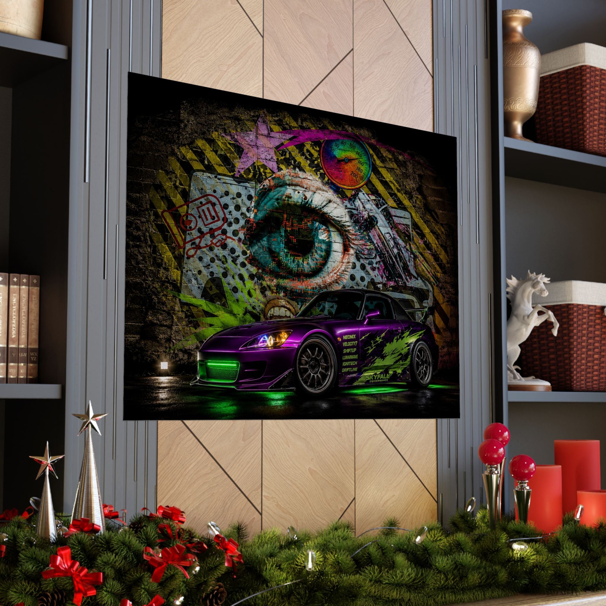 Graffiti Sports Car Matte Poster — Neon Drift Street Art Wall Print