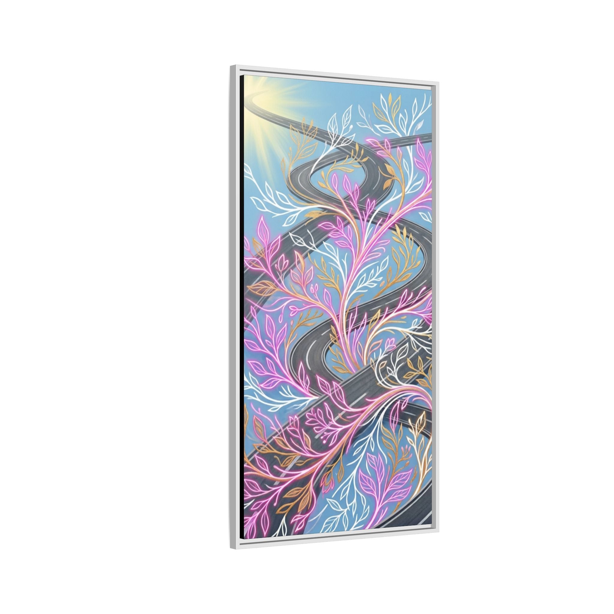 Framed Matte Canvas Floral Vines Wall Art — Pastel Botanical Abstract