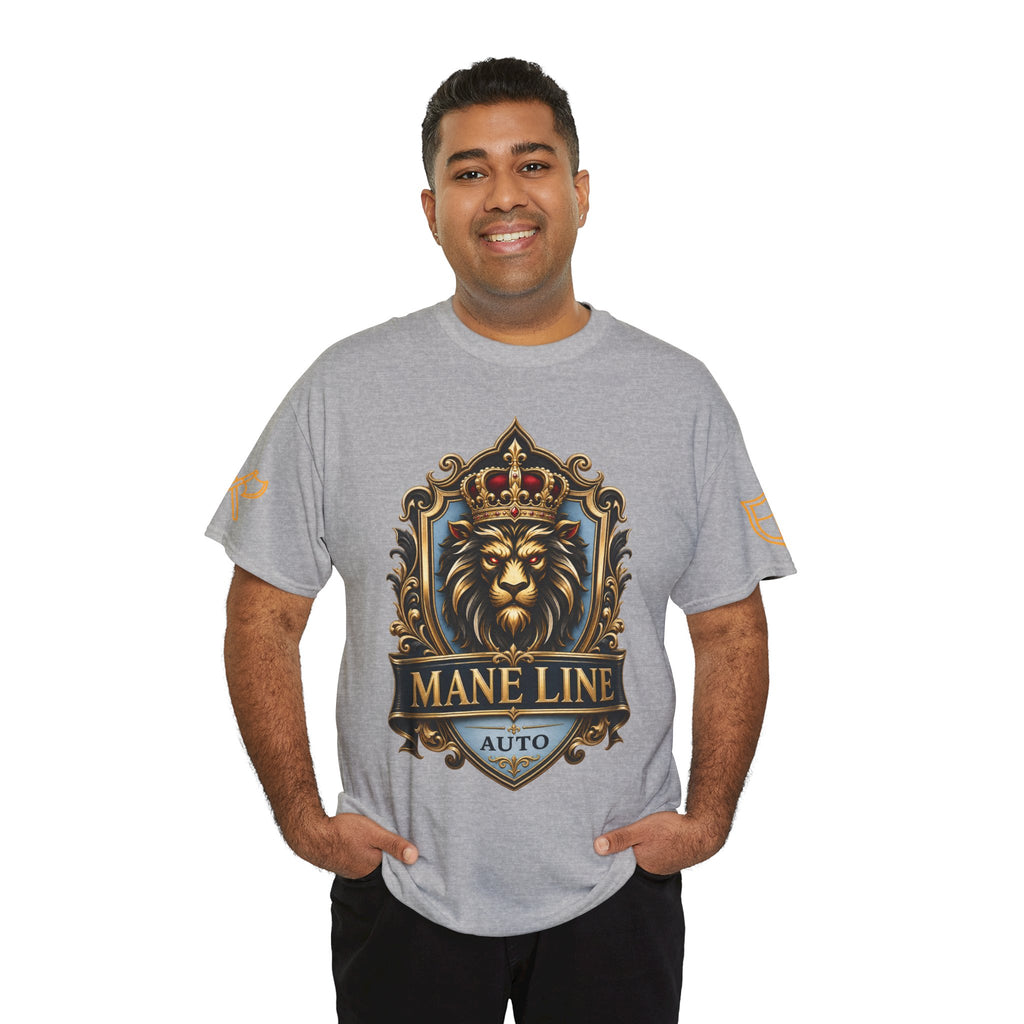 Lion Crest Tee — "Mane Line Auto" Vintage Heraldic Graphic Shirt
