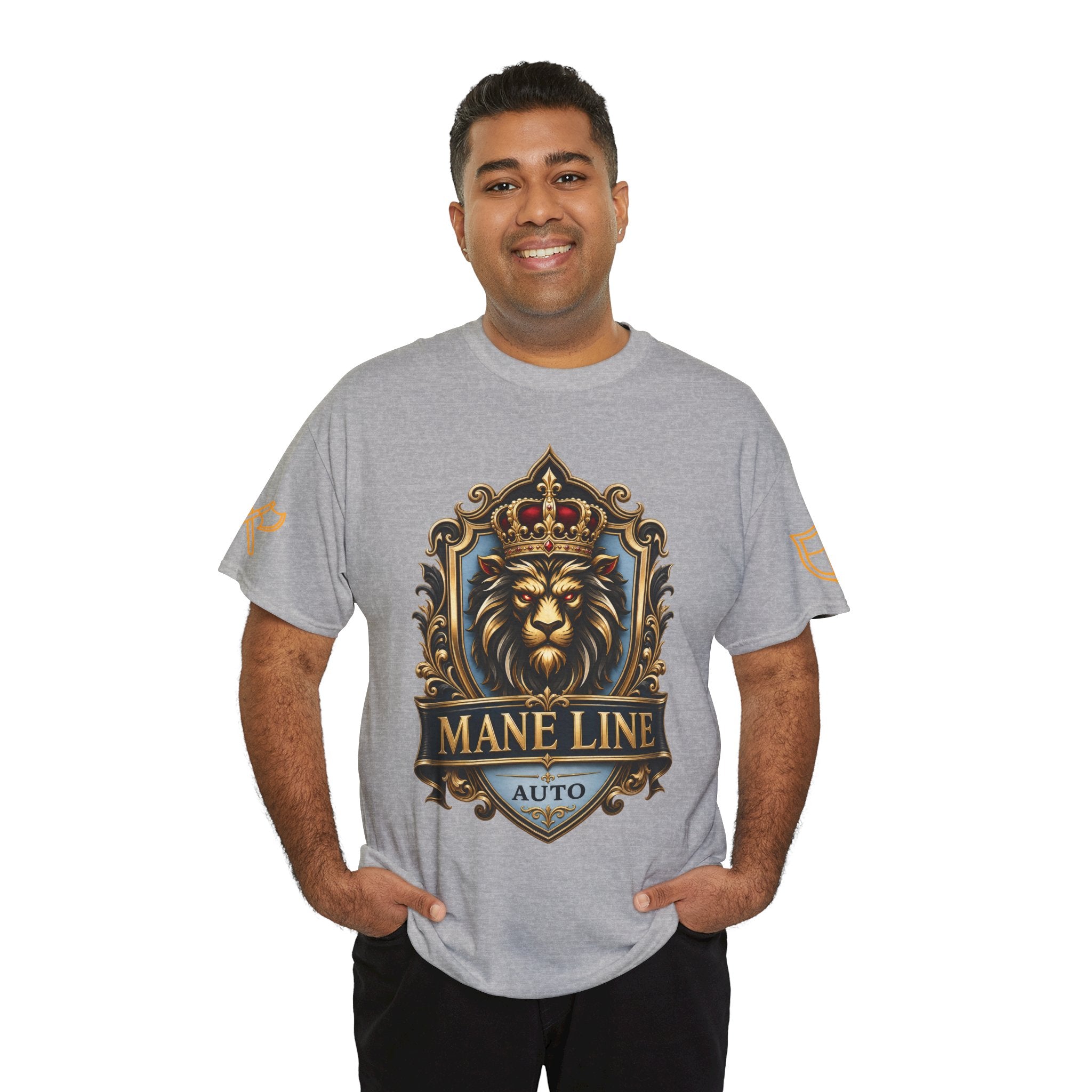 Lion Crest Tee — "Mane Line Auto" Vintage Heraldic Graphic Shirt