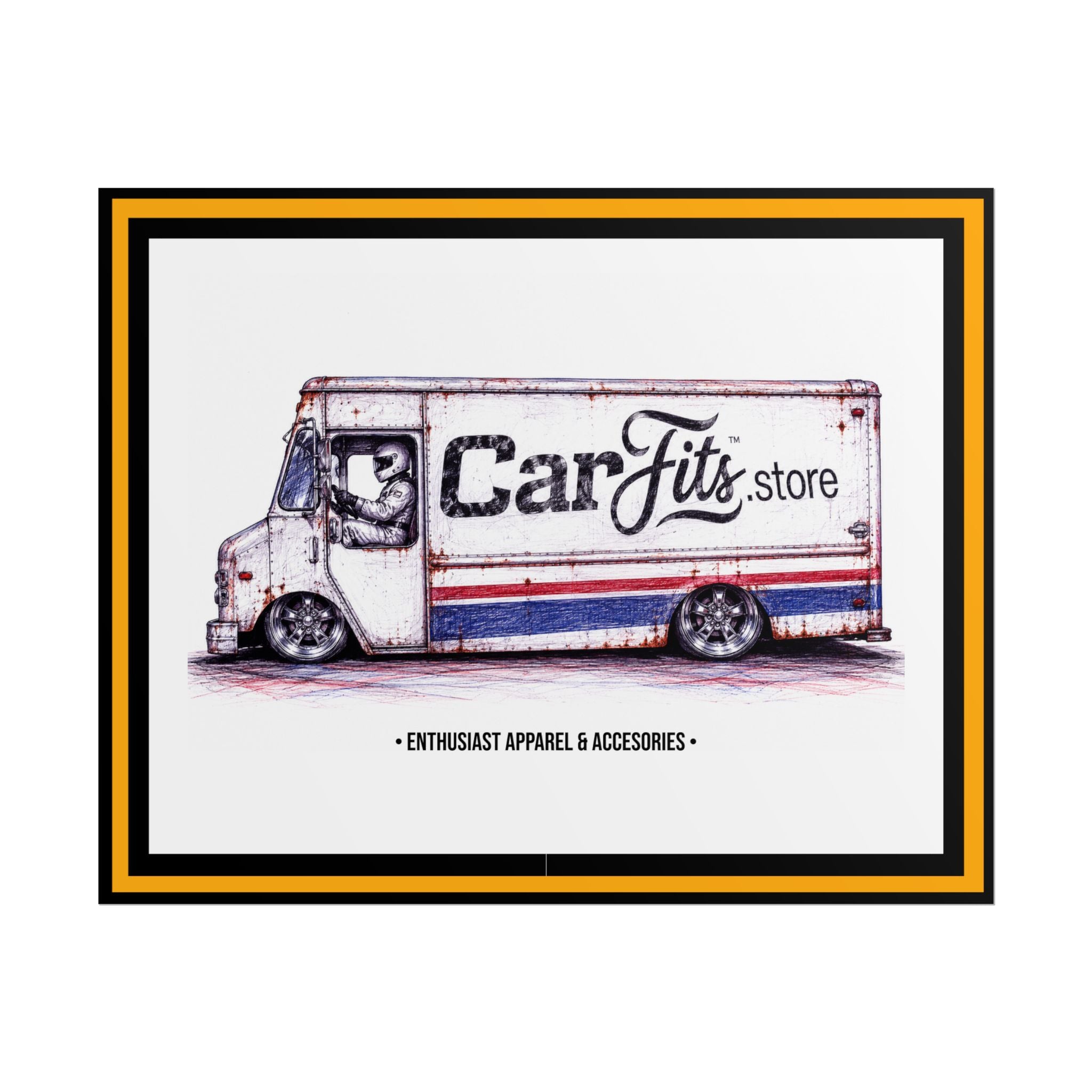 Rolled Poster - Vintage Delivery Truck "CarFits.store" Automotive Wall Art
