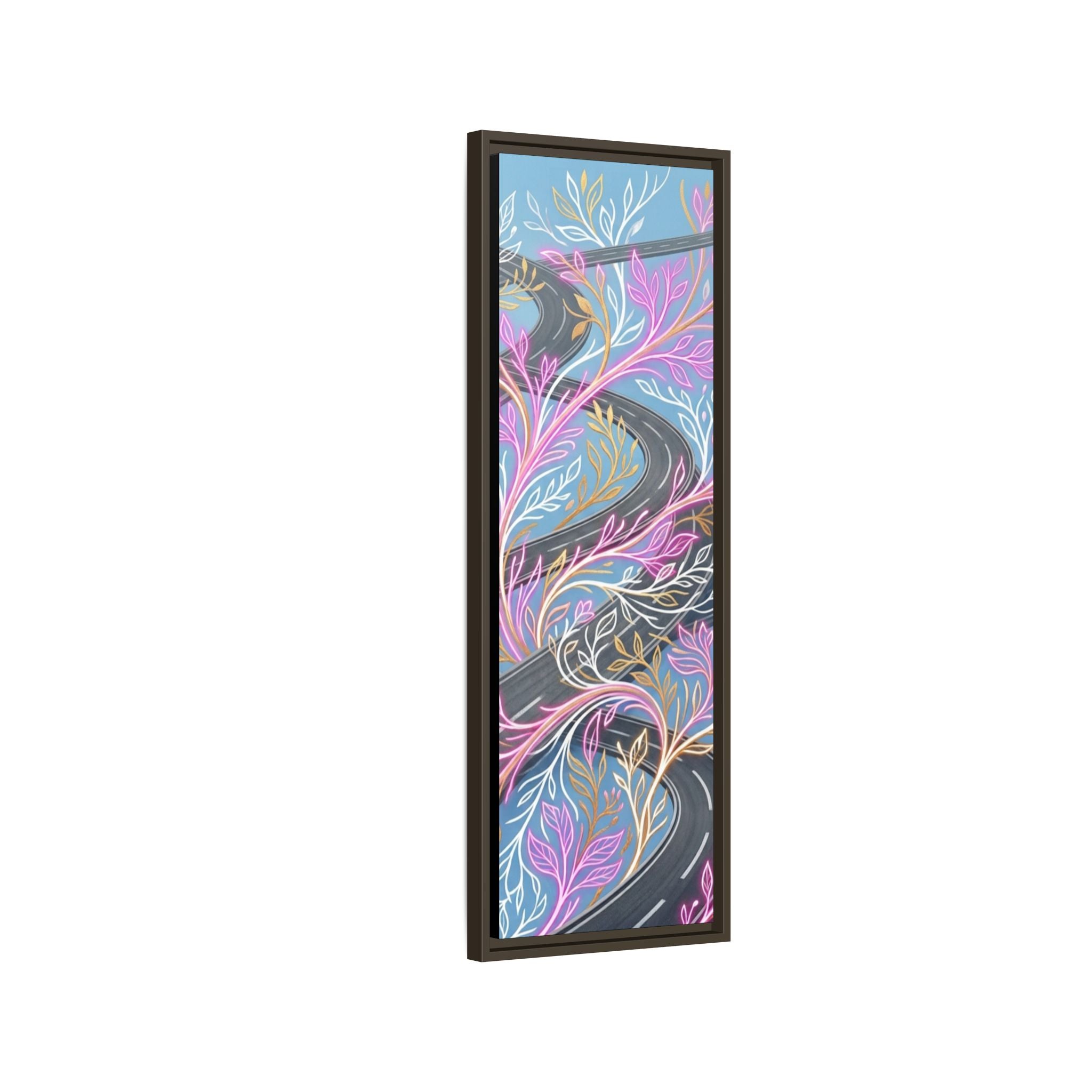 Framed Matte Canvas Floral Vines Wall Art — Pastel Botanical Abstract