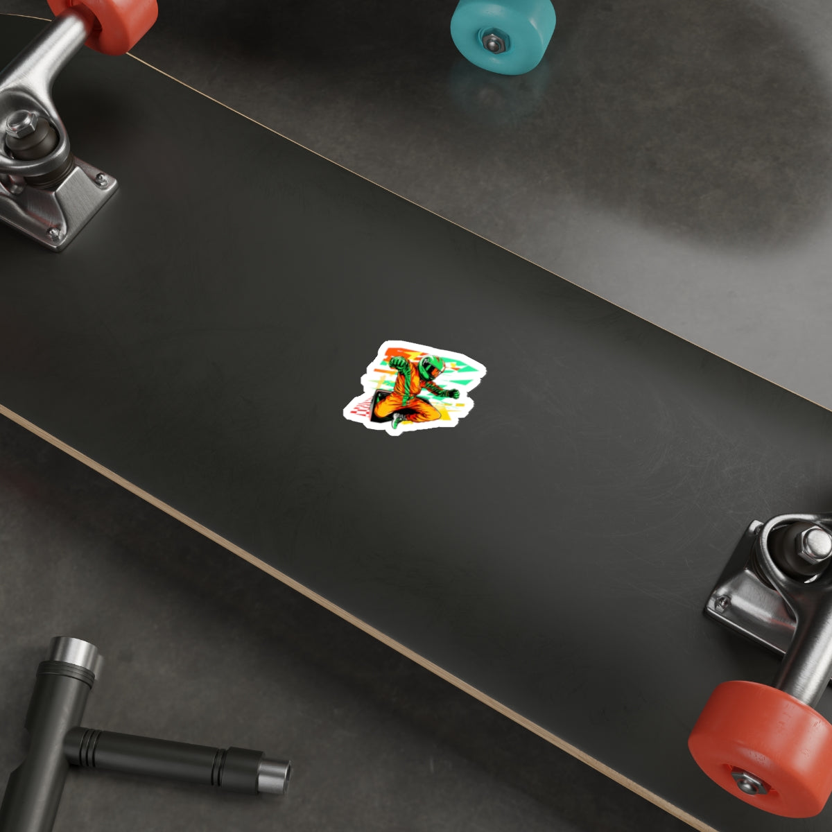 Racing Driver Die-Cut Sticker — Neon Moto Helmet Sticker for Laptops & Gear